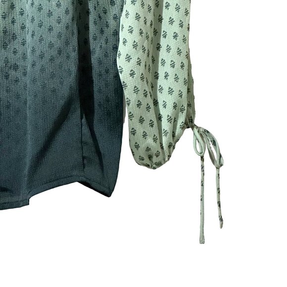 Princess Vera Wang women's sz L green ombré print semi sheer long sleeve top - Picture 3 of 8